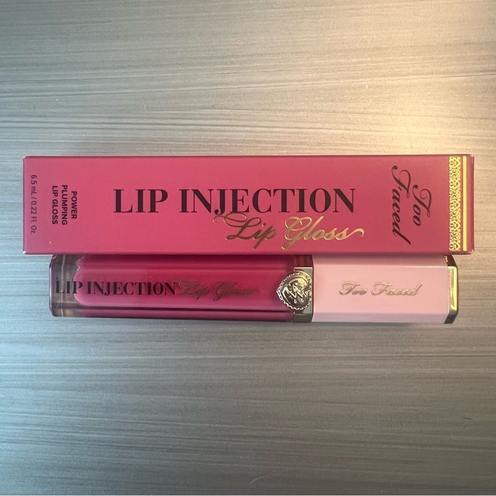 NIB Too Faced Lip Injection Power Plumping Lip Gloss in Just a Girl / PINK 6.5mL